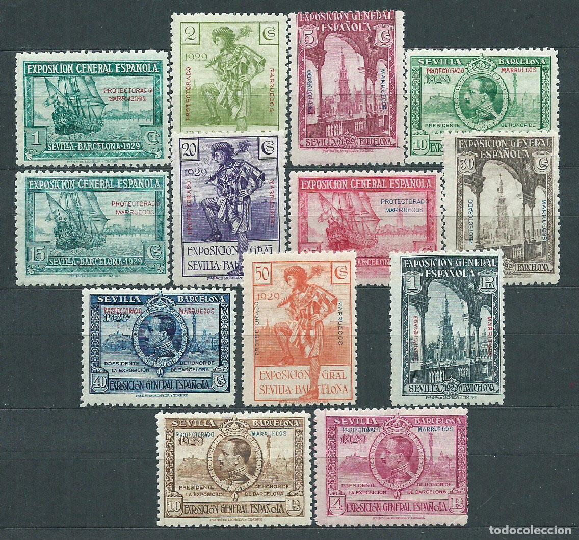 Stamps: Marruecos Correo 1929 Edifil 119/31 * Mh