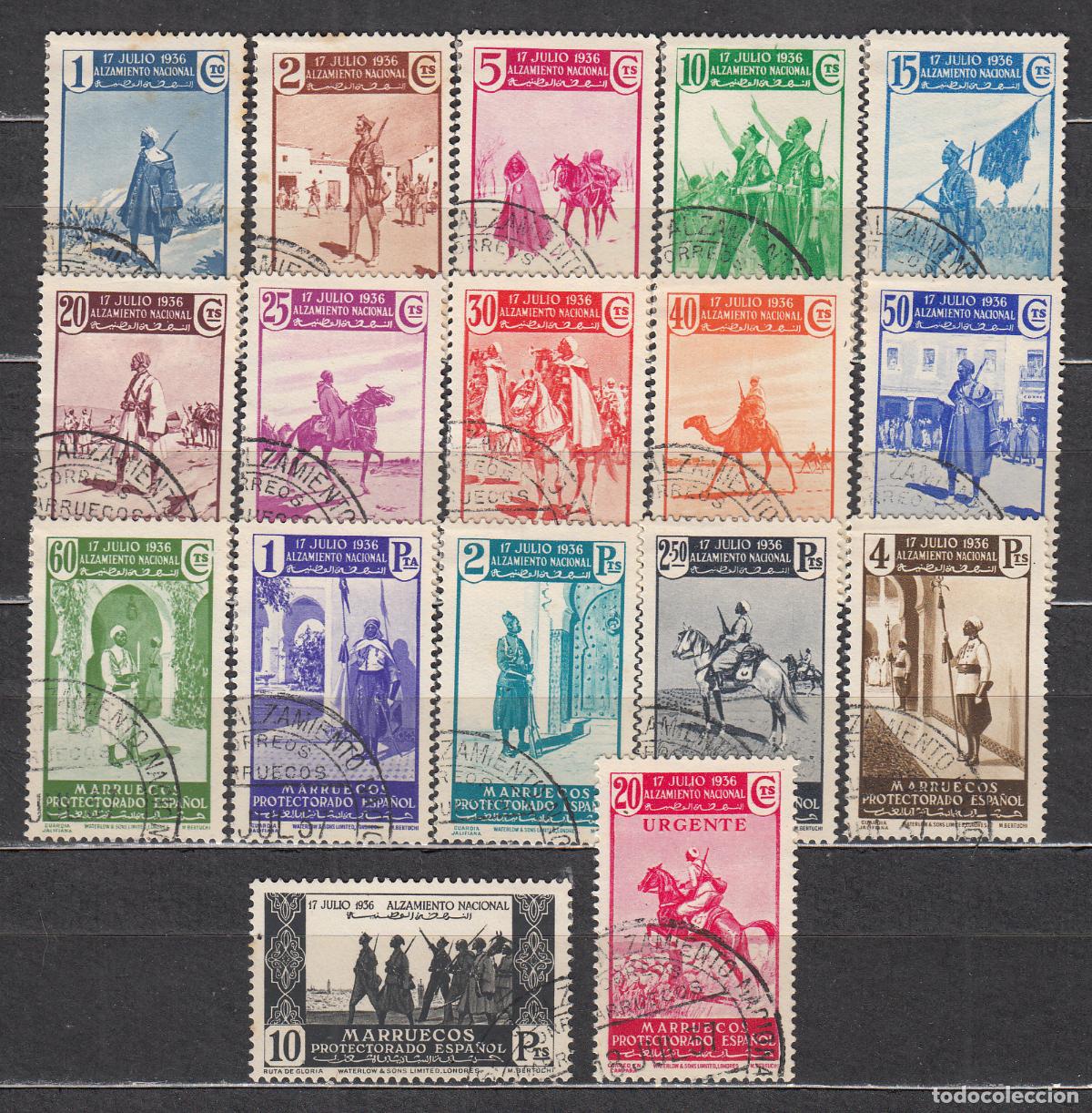 Stamps: Marruecos Correo 1937 Edifil 169/85 usado