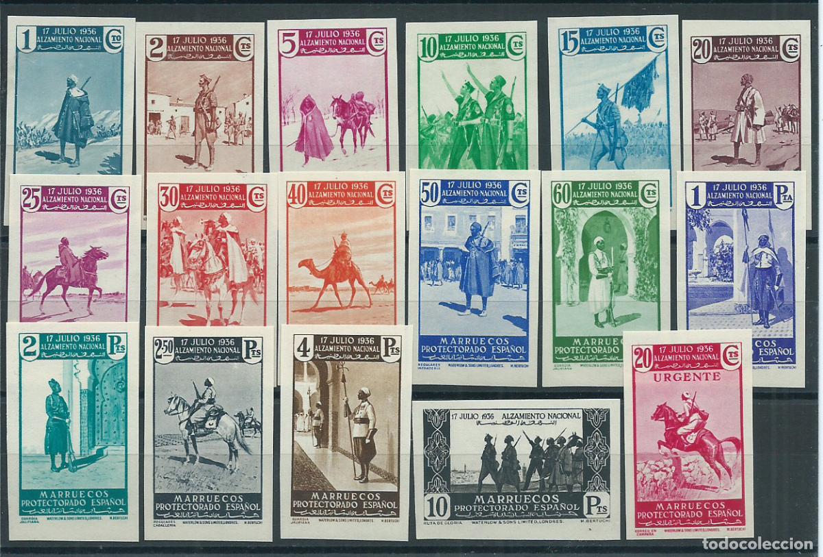 Stamps: Marruecos Correo 1937 Edifil 169/185s ** Mnh Sin dentar