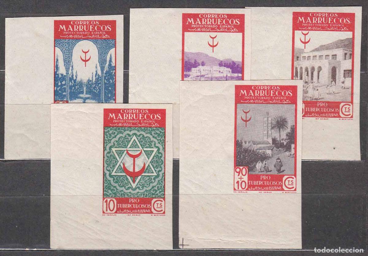 Stamps: Marruecos Correo 1946 Edifil 270/4s ** Mnh Borde de hoja sin dentar