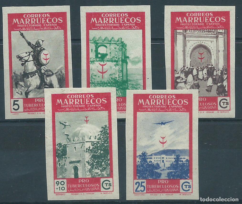 Stamps: Marruecos Correo 1949 Edifil 325/29s sin dentar ** Mnh