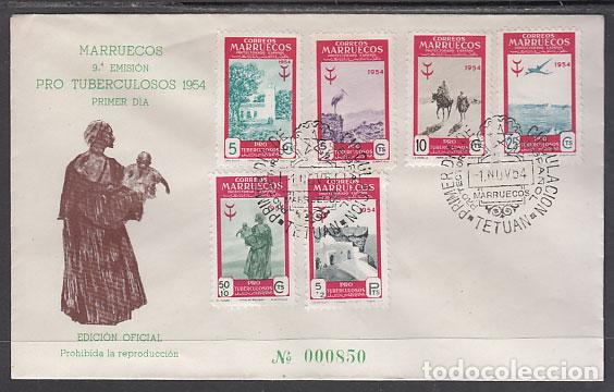 Timbres: Marruecos Sobres 1&ordm; D&iacute;a 1954 Edifil 394/9