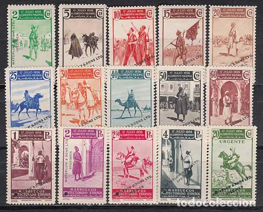 Stamps: Marruecos Variedades 1937 Edifil 170M/85M ** Mnh