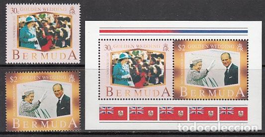 Stamps: Bermudas - Correo Yvert 739/40+Hb 7 ** Mnh Bodas de oro de Isabel II