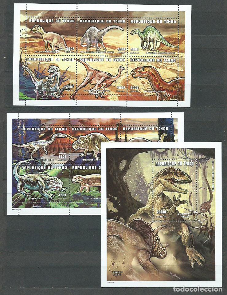 Stamps: Tchad - Correo Yvert 983/94+H.82 ** Mnh Fauna prehist&oacute;rica