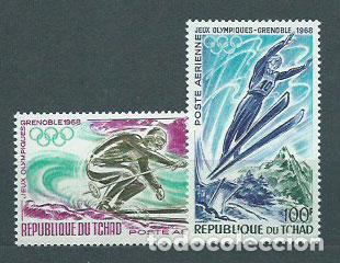 Selos: Tchad - Aereo Yvert 44/5 ** Mnh Olimpiadas de Grenoble