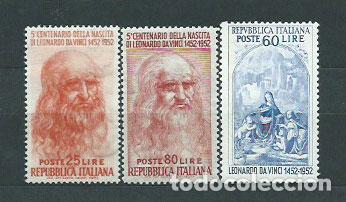 Selos: Italia - Correo 1952 Yvert 624/6 ** Mnh Personaje Leonardo de Vinci