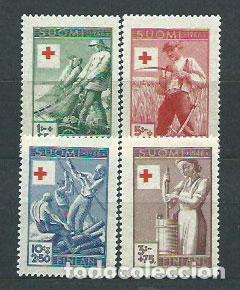 Timbres: Finlandia - Correo 1946 Yvert 305/8 * Mh Cruz roja