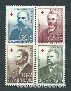 Timbres: Finlandia - Correo 1956 Yvert 448/51 * Mh Crua roja