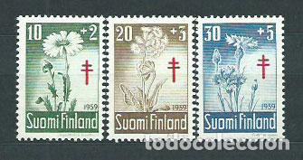 Timbres: Finlandia - Correo 1959 Yvert 486/88 ** Mnh Flores