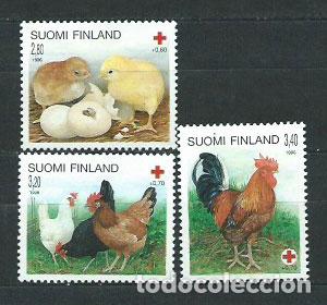 Timbres: Finlandia - Correo 1996 Yvert 1300/02 ** Mnh Cruz roja, aves