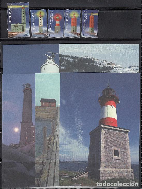 Stamps: Finlandia - Correo 2003 Yvert 1637/41+Tarjetas Postales ** Mnh Faros