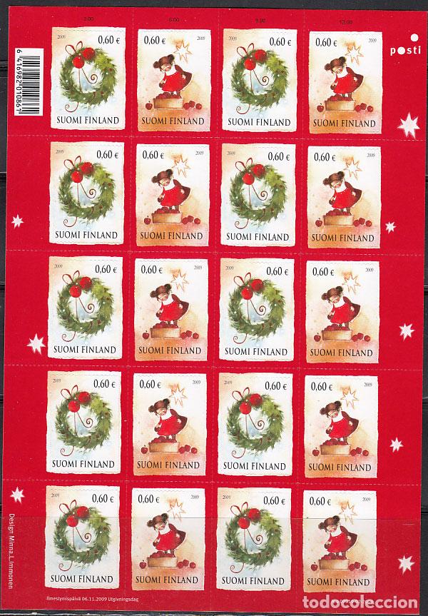 Francobolli: Finlandia - Correo 2009 Yvert 1962/63 Mini Pliego de 10 series ** Mnh Navidad