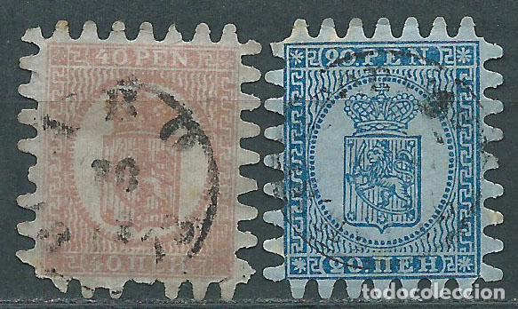 Francobolli: Finlandia - Correo 1866-70 Yvert 8/9 o Usado