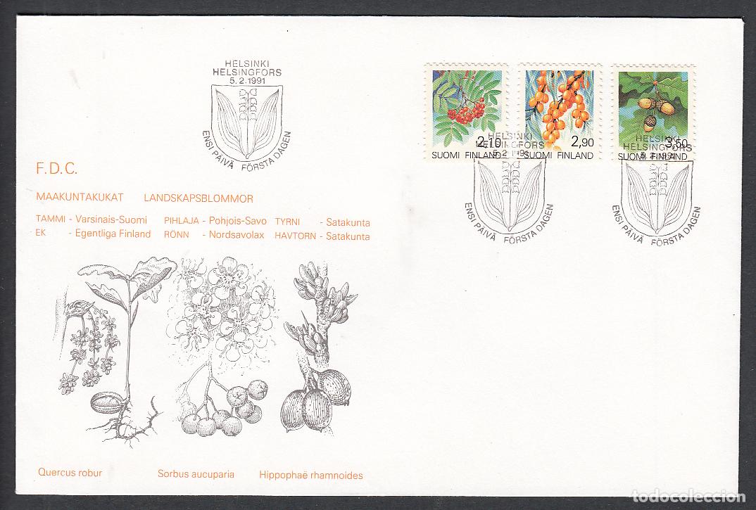 Timbres: Finlandia Sobre Primer Dia FDC Yvert 1092/94 Flora 1991