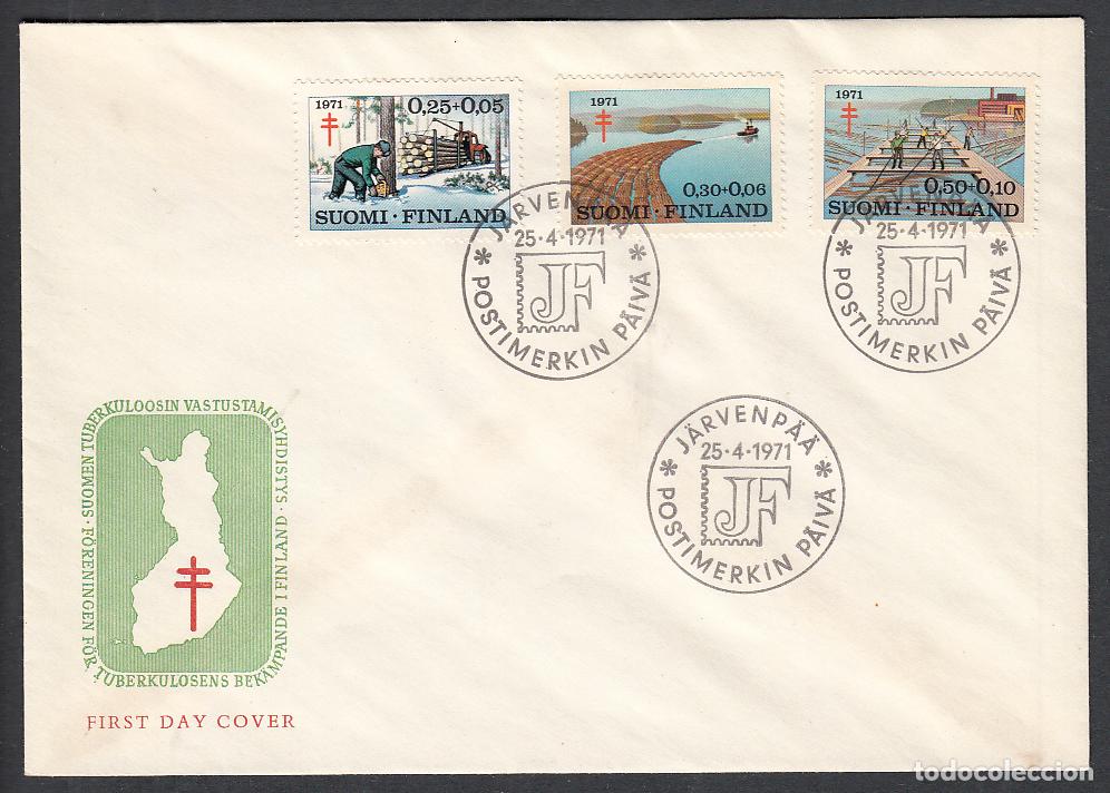 Timbres: Finlandia Sobre Primer Dia FDC Yvert 651/53 Efemerides Cruz Roja 1971