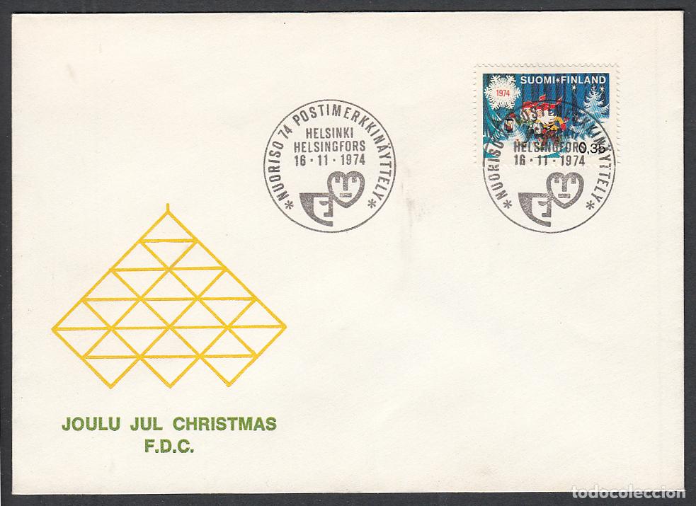 Timbres: Finlandia Sobre Primer Dia FDC Yvert 722 Navidad Helsinki 1974