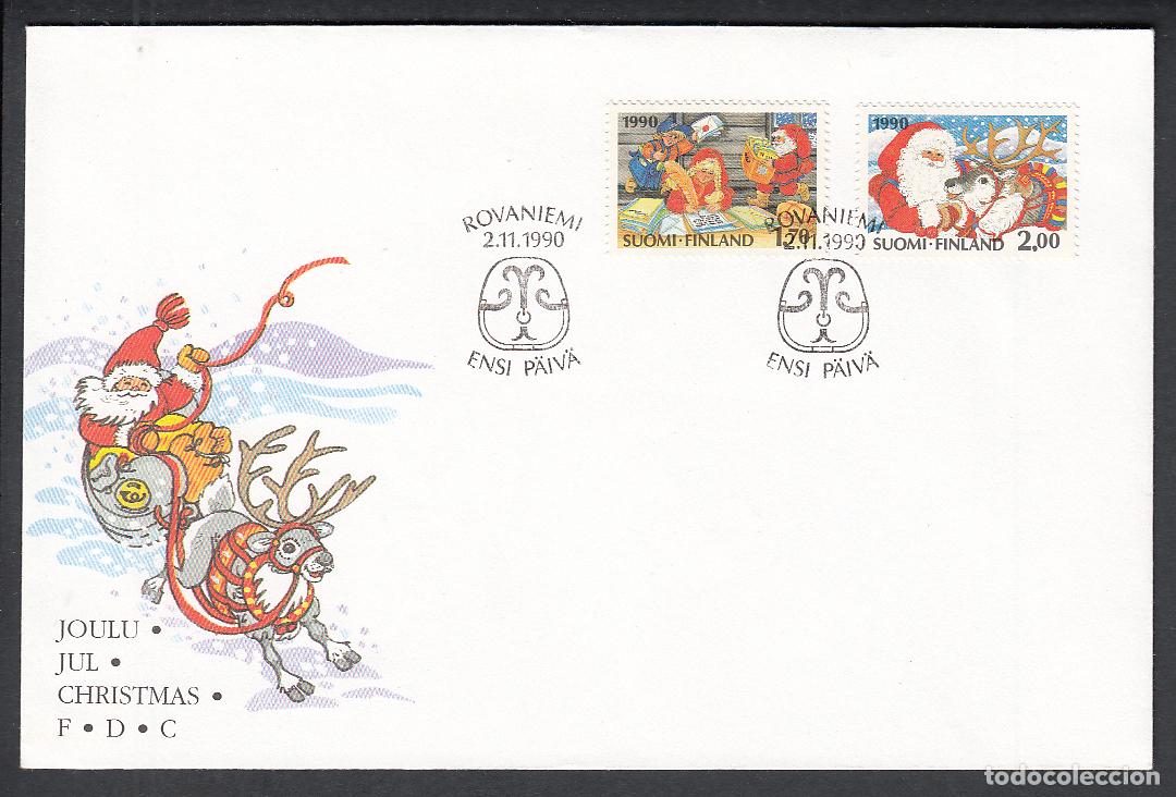 Timbres: Finlandia Sobre Primer Dia FDC Yvert 1090/91 Navidad 1990