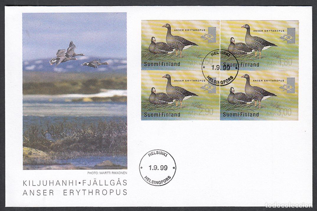 Timbres: Finlandia Sobre Primer Dia FDC Yvert Autodhesivos 27 Fauna Helsinki 1999