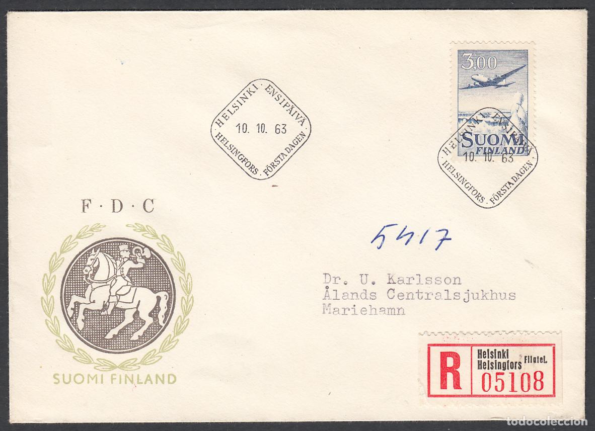 Timbres: Finlandia Sobre Primer Dia FDC Yvert Aereo 9 - Helsinki 1963 - Aviones