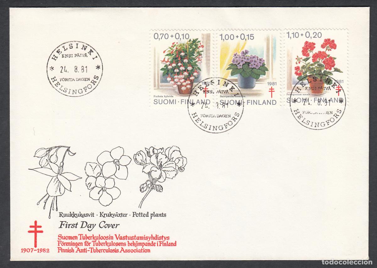 Timbres: Finlandia Sobre Primer Dia FDC Yvert 849/851 - Flora Flores - 1981