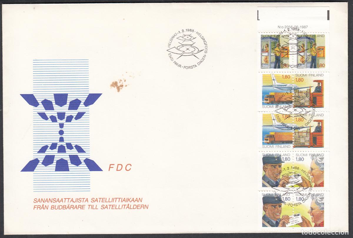 Timbres: Finlandia Sobre Primer Dia FDC Yvert 1003/1007 - Dia del Sello 1987