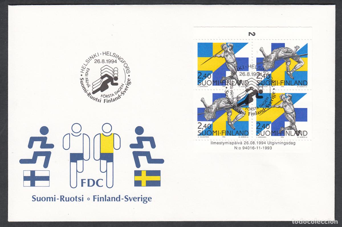 Timbres: Finlandia Sobre Primer Dia FDC Yvert 1232/1233 - Deportes Atletismo - 1994