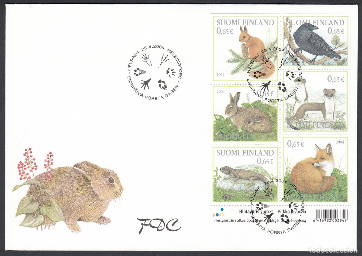 Timbres: Finlandia Sobre Primer Dia FDC Yvert 1674/1679 - Fauna Animales - 2004