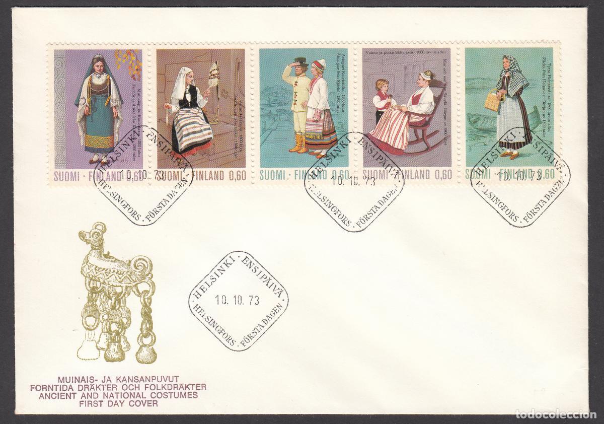 Timbres: Finlandia Sobre Primer Dia FDC Yvert 697/701 - Matasello Helsinki 1973