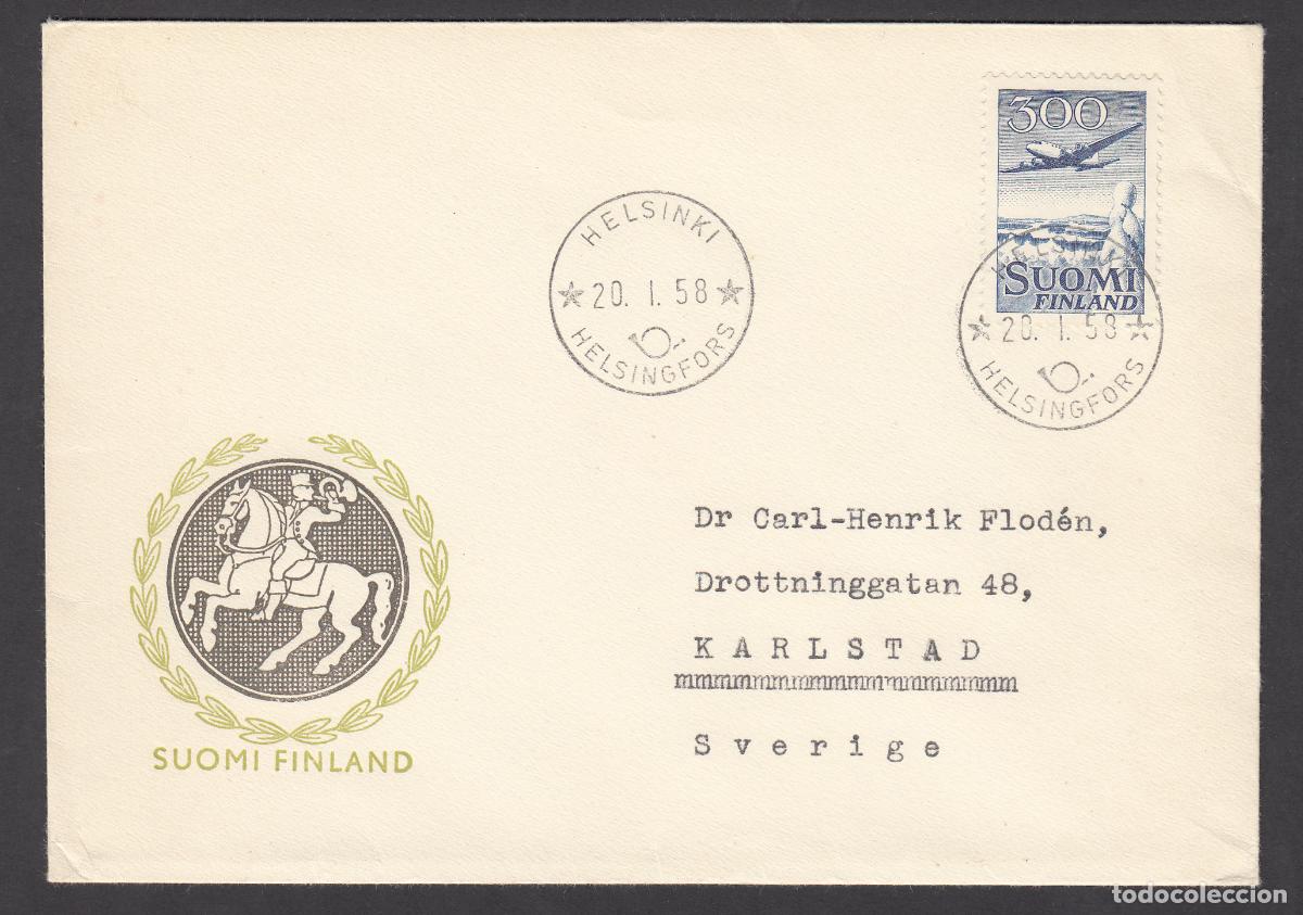 Stamps: Finlandia Sobre Primer Dia FDC Yvert Aereo 4 - Matasello Helsinki 1958