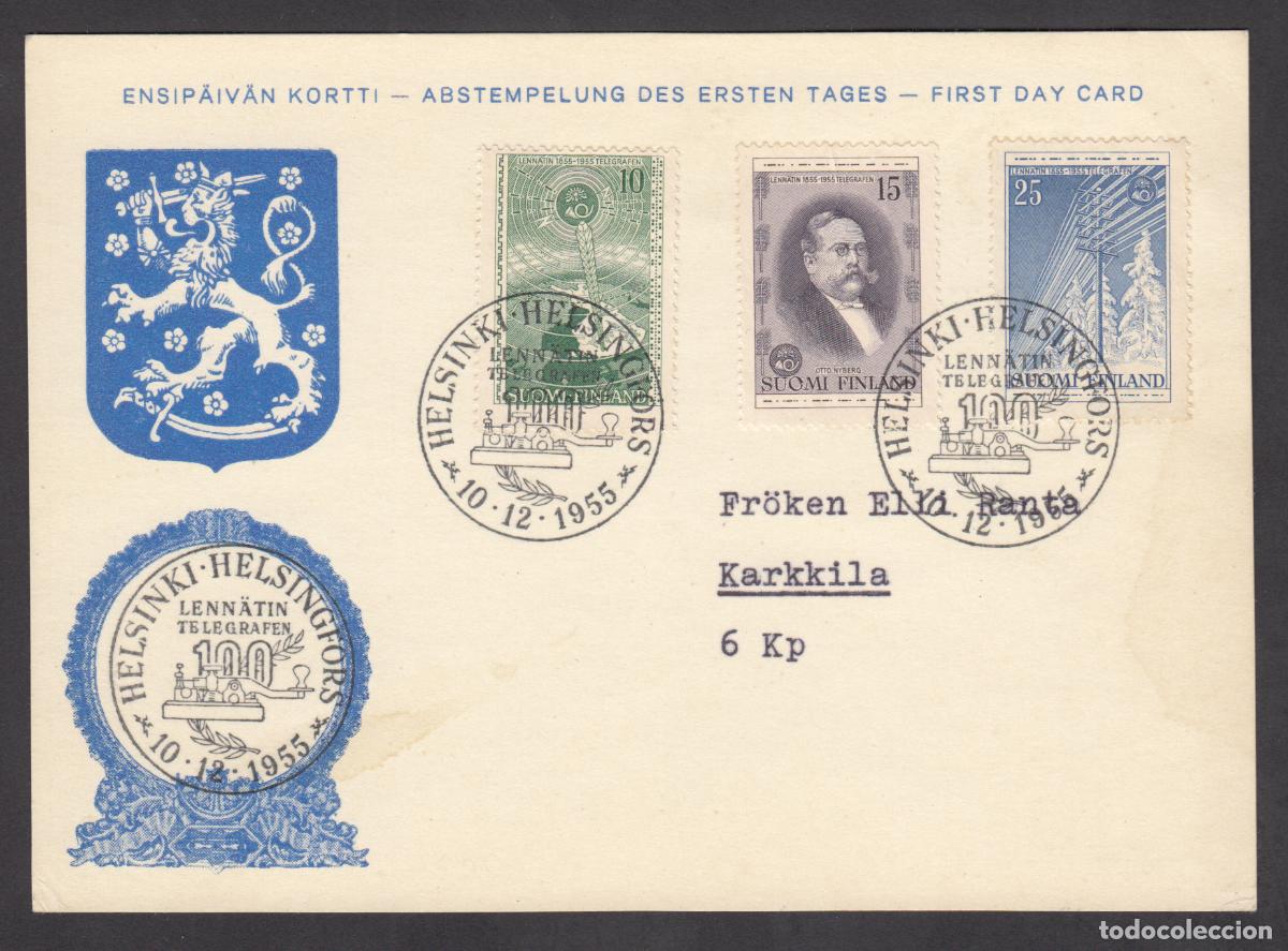 Stamps: Finlandia Tarjetas Maximas Yvert 433/5 - Matasello Helsinki 1955
