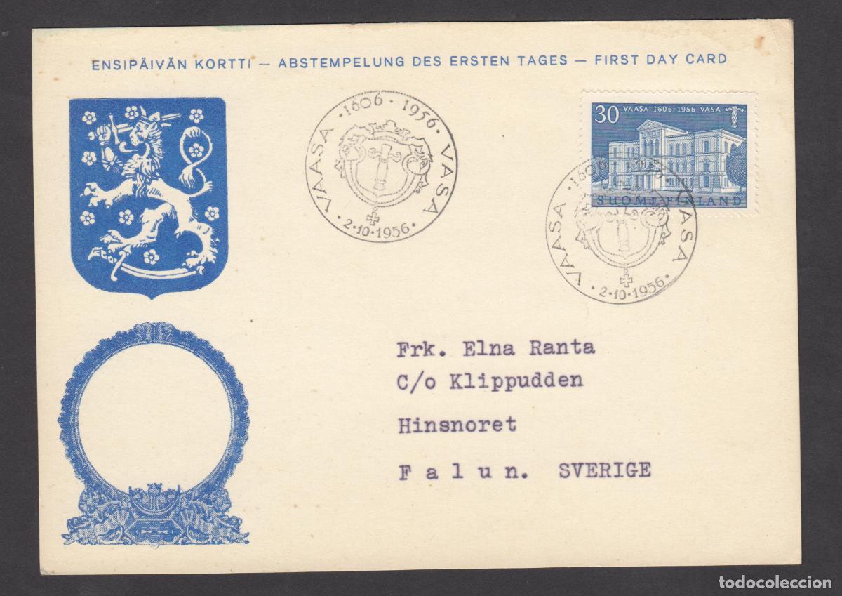 Stamps: Finlandia Tarjetas Maximas Yvert 444 - Matasello Vasa 1956