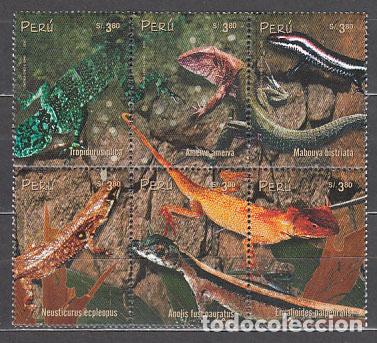 Stamps: Peru - Correo 2000 Yvert 1242/7 ** Mnh Fauna. Lagartos