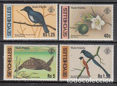 Selos: Seychelles - Correo Yvert 401/4 ** Mnh Fauna. Flores