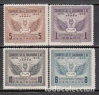 Selos: Salvador - Correo 1949 Yvert 563 + A 104/6 * Mh UPU