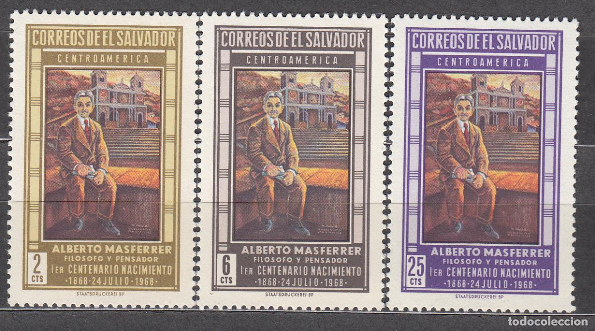 Stamps: Salvador Correo 1968 Yvert 731/33 ** Mnh Alberto Masferrer Filosofo