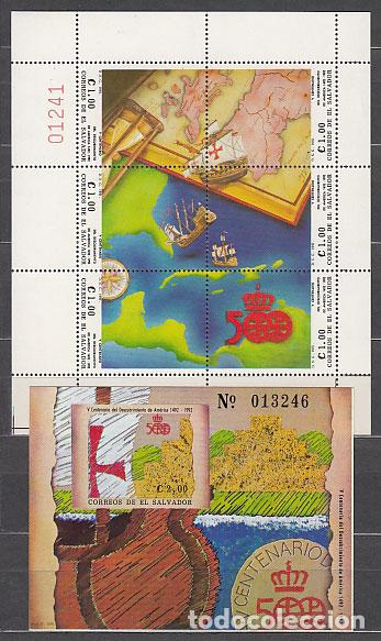 Stamps: Salvador - Correo 1991 Yvert 1110/5 + H 40 ** Mnh Descubrimiento de Am&eacute;rica