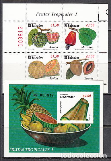 Stamps: Salvador - Correo 1997 Yvert 1311/4 + H 42 ** Mnh Frutas