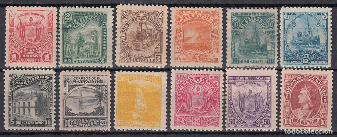 Stamps: Salvador - Correo 1897 Yvert 145/56A * Mh Barcos y trenes