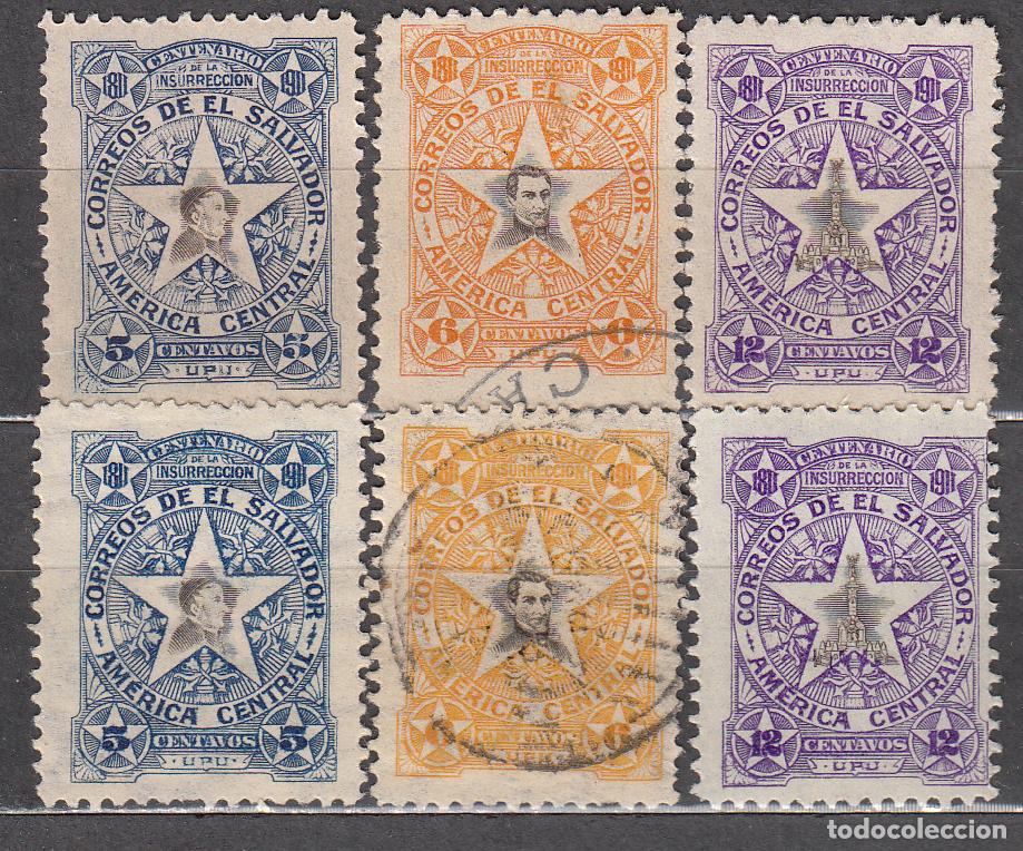Stamps: Salvador Correo 1911 Yvert 355/59A usado Centenario de la Insurreci&oacute;n