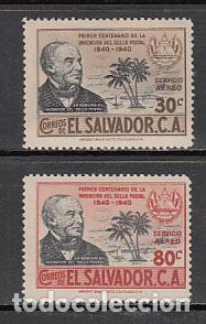 Sellos: Salvador - Aereo Yvert 64/5 * Mh Centenario del sello