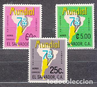 Sellos: Salvador - Aereo Yvert 406/8 ** Mnh Deportes f&uacute;tbol