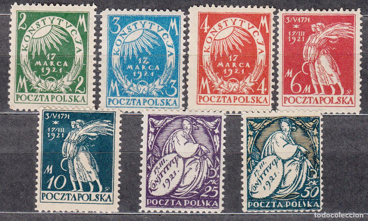 Sellos: Polonia Correo 1921 Yvert 235/41 * Mh
