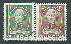 Sellos: Polonia - Correo 1952 Yvert 648/9 usado Personaje