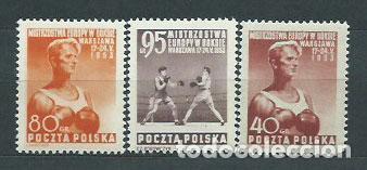 Sellos: Polonia - Correo 1953 Yvert 706/8 * Mh Deportes Boxeo