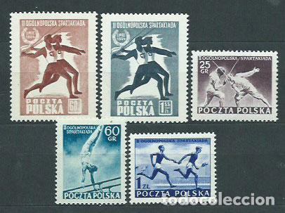 Sellos: Polonia - Correo 1954 Yvert 756/60 * Mh Deportes