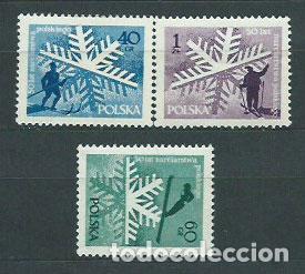 Sellos: Polonia - Correo 1957 Yvert 882/4 ** Mnh Deportes Esqui