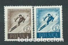 Sellos: Polonia - Correo 1957 Yvert 888/9 ** Mnh Deportes Esqui