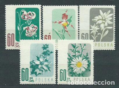 Stamps: Polonia - Correo 1957 Yvert 904/8 * Mh Flores