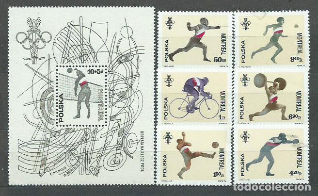 Francobolli: Polonia - Correo 1976 Yvert 2285/90+H.71 ** Mnh Juegos Olimpicos de Montreal